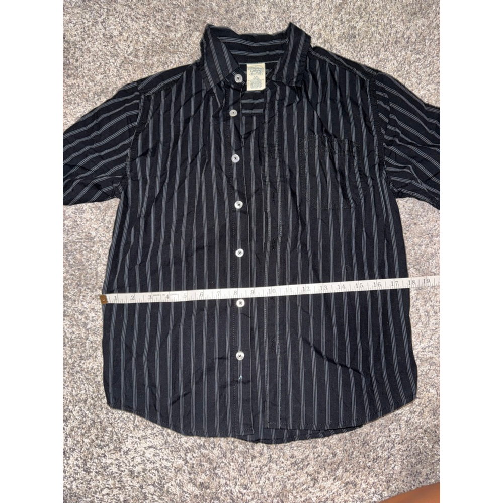 Kids Faded Glory Button-Up Shirt Black/Gray Stripe Size L (10-12)